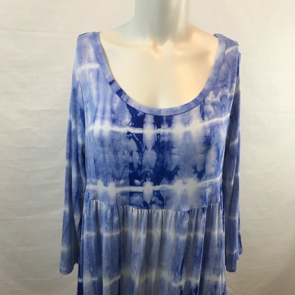 2/$40 Blue and White Tie Dye Babydoll Dress - Picture 3 of 5